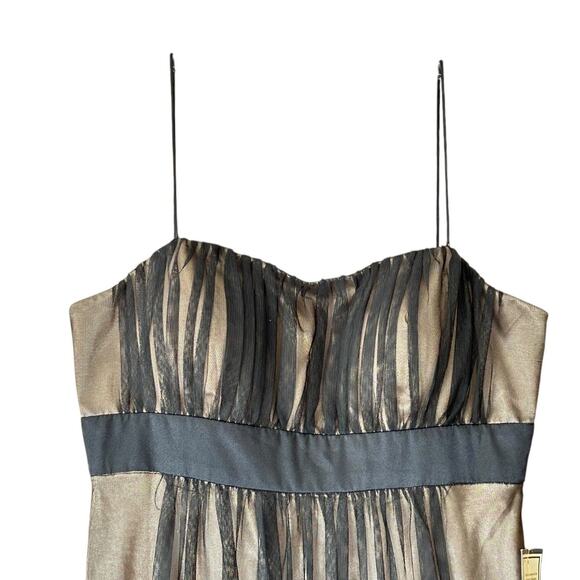 Vintage Y2K Black Mesh Gold Satin Dress NWT Whimsigoth Dark Romantic Babydoll 8 - Picture 3 of 8